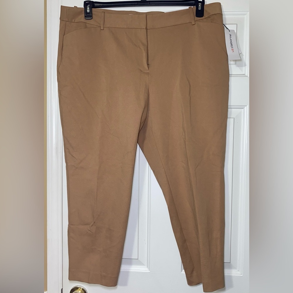 Women’s Plus Liz Claiborne Pants Emma Ankle Length Mid-Rise Signature Caramel